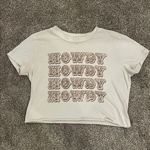 Off White Graphic Tee with 'Howdy' Print